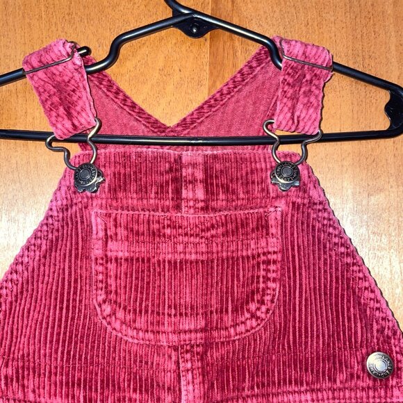 Vintage Lands' End Red Corduroy Overalls With Snaps & Crossback Design 18 Months - Picture 2 of 7